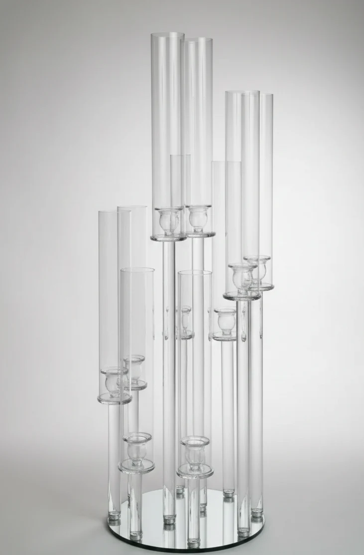Glass Candelabra with Glass Cylinders