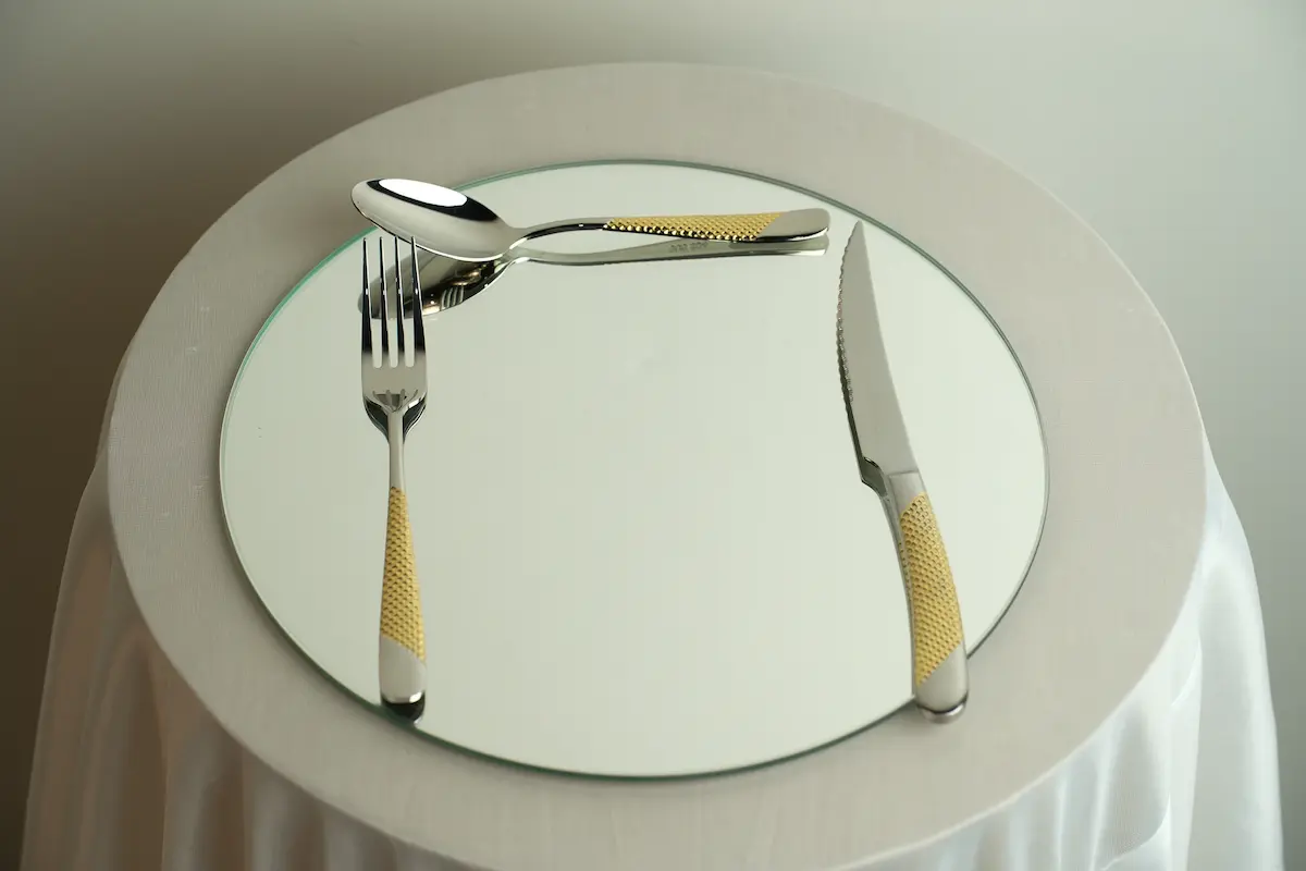 Gold Accent Handle Dinner Set