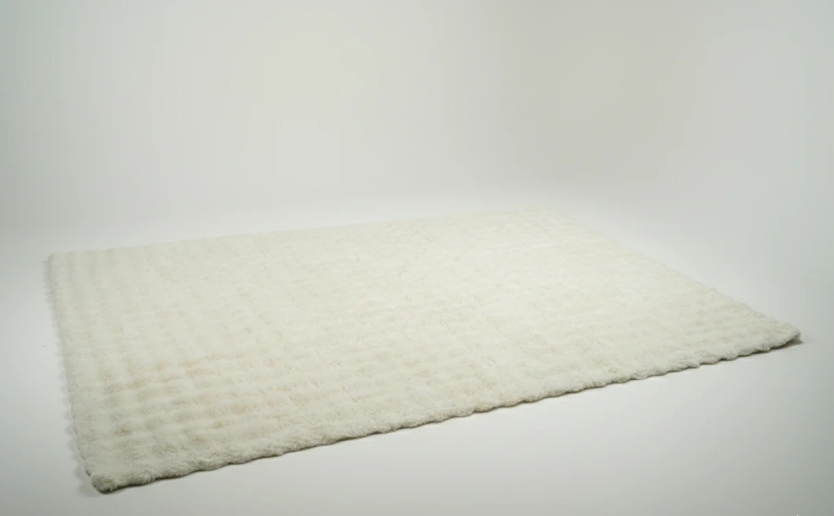 Plush White Textured Rug
