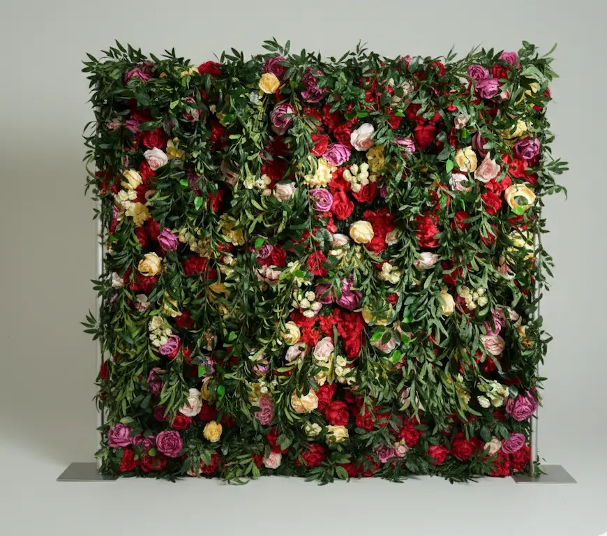 Red & Multicolour Floral Wall