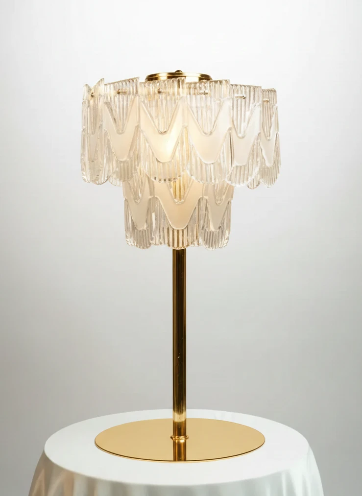 Tiered Crystal Wave Lamp